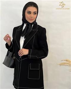 کت تک زنانه کرپ مجلسی کوک دوزی مشکی ویتوریا