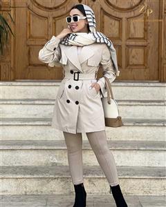 بارانی زنانه کلاسیک یقه انگلیسی کوتاه سانتانا