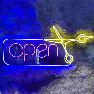 تابلو نئون آرایشگاه باز است کد 312