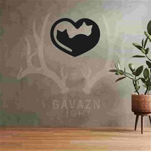 تابلو چوبی گربه عاشقانه