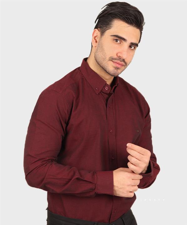 پیراهن مردانه آستین بلند ساده تیپ نتی کد 1002