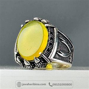 انگشتر عقیق شرف الشمس نقره مردانه با طرح رکاب ذوالفقار کد 23 