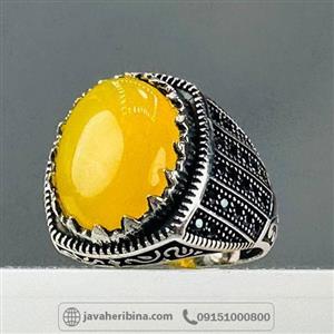 انگشتر عقیق شرف الشمس نقره مردانه خوش رنگ کد 38 