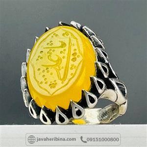 انگشتر عقیق شرف الشمس نقره مردانه خاص کد 65 