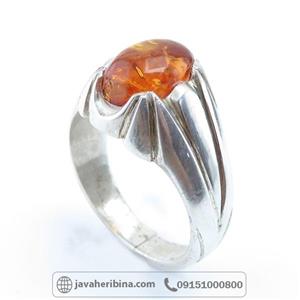 انگشتر کهربا نقره مردانه خاص کد 82 