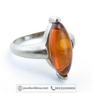 انگشتر کهربا نقره زنانه کد 83 