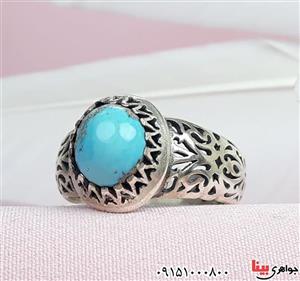 انگشتر فیروزه نیشابوری شیک مردانه بسیار زیبا کد 155