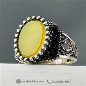 انگشتر عقیق شرف الشمس نقره مردانه کد 165 