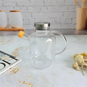 جاروغنی شیشه ای طرح استوانه درب استیل کد 143