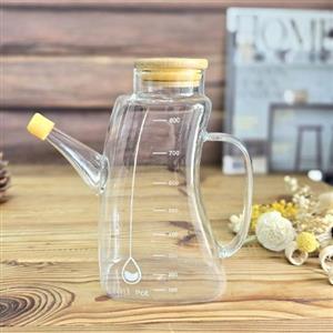 جاروغنی شیشه ای طرح خمیده درب بامبو