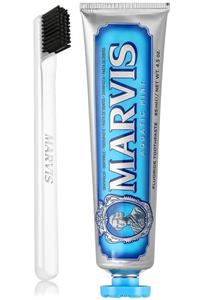 ست خمیردندان marvis Aquatic Mint حجم 85 میل و مسواک نرم