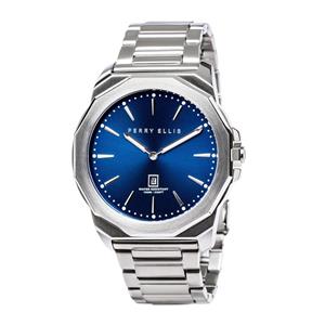Perry Ellis Mens Watch Unisex Decagon Analog Quartz Watch with Stainless Steel Band Waterproof Women Gift Watch Anniversary Gifts for Men Fashion Luxury Business Casual Wrist Watch
