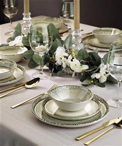 سرویس غذاخوری چینی ۲۴پارچه ۶نفر برند کاراجا ترکیه طرح چشمی