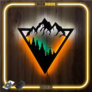 تابلو بک لایت آفتابی کلید دار 30 سانت طرح جنگل مثلثی دیزانور کد D012