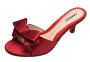 CAMSSOO Women's Summer Open Toe Satin Bowknot Sandals Low Heeled Slippers Slip On Shoes