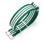 MiLTAT 20mm James Bond Thick NATO Watch Strap/Band Ballistic Nylon, Clover-Green & White, P