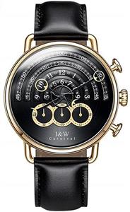 Luxury Men's Big Dial Chronograph Sapphire Glass Waterproof Quartz Black Leather Gold Watches 