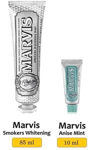 ست خمیردندان marvis سفید کننده smokers 85ml و anise mint 10ml 