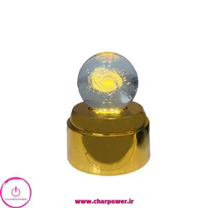 چراغ خواب گوی کریستالی چرخشی قطر 6 با پایه