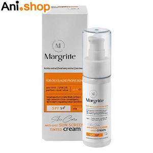 کرم ضد آفتاب و روشن کننده ( بژ روشن ) مارگریت SPF 50 ‌مناسب پوست‌ خشک تا نرمال حجم 50 میلی‌لیتر