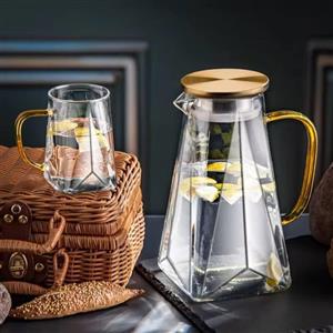 ست پارچ و ٦ لیوان پیرکس طرح چندبعدی کف مربع