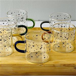 شات قهوه قلبی دسته رنگی