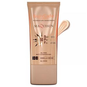 کرم ضد آفتاب رنگی سان سیف (Sun safe) فاقد چربی با spf50 رنگ بژ وانیلی حجم 40 میلی‌‌لیتر