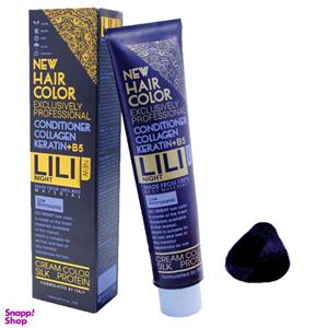 رنگ مو کم آمونیاک لی لی نایت (Lili Night) شماره PR15 رنگ آبی کاربنی حجم 120 میلی لیتر