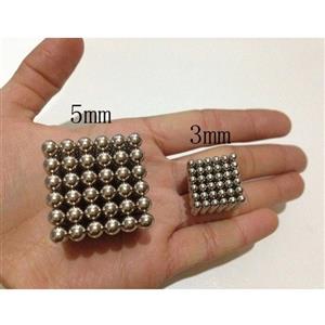 نئو کیوب (باکی بال)  آهنربا نئودیمیوم سوپرمگنت کروی 5mm باکس 216 عددی نقره ای
