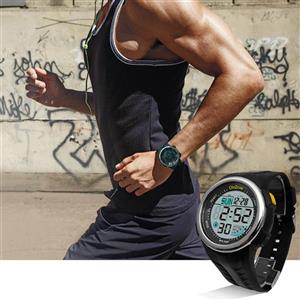 Digital Sports Watch Water Resistant 60 Lap 3 Alarm Stopwatch Dual Time Black Men's Watch 