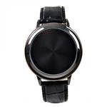 Fashion Contracted Waterproof Leather Band Touch Screen LED Smart Watch Lovers Black