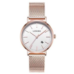 LONGBO Simple Watches Stainless Steel Band Analog Display Quartz Men Watch Ultra Thin Dial Business Wristwatch Date Waterproof