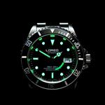 LOREO Mens Silver Stainless Steel Sapphire Glass Black Rotating Bezel Men's Automatic Watch