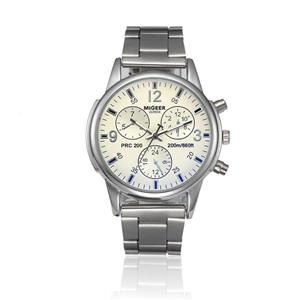 Han Shi Watch, Mens Fashion Crystal Stainless Steel Analog Quartz Wristwatch Simple Clock 