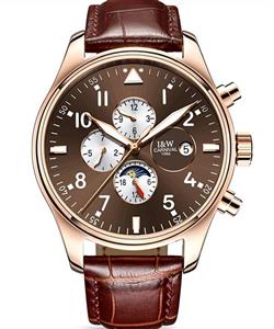 CARNIVAL Mens Automatic Machine Stainless Steel Sapphire Waterproof multifunction Brown Leather Watch 