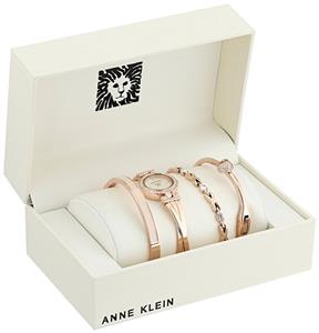 Anne Klein Women's AK/2238RGST Swarovski Crystal-Accented Rose Gold-Tone Bangle Watch and Bracelet Set 