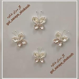 پروانه های کریستالی مگنتی، مدل رز، مجموعه چهار عددی، رنگ صدفی-لب طلایی زیبا.