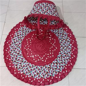 ست زنبیل و سفره  چین دار  دستبافت (ارسال رایگان )