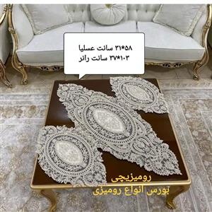 متنوع ترین و جدیدترین رومیزی های مخمل دانتل شاین دار سه تیکه اعلا  ترک در غرفه رومیزیچی