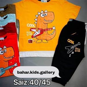ست تیشرت شلوارک پسرونه جنس نخ پنبه در دو سایز 40 و 45و رنگبندی