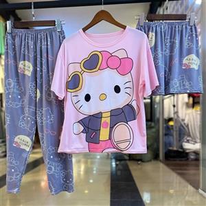 ست سه تیکه تیشرت تاپ شلوارک فانتزی