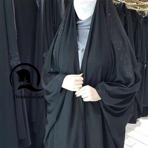 چادر عربی اصیل نگیندار (مجلسی) با جنس کرپ  حریراسود(چادرحجابchadorhejab)