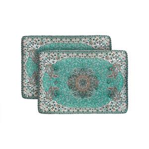 پشتی ترمه طرح شاه نشین رنگ سبز (یک جفت)