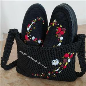 ست کیف و گیوه،گیوه طرح دار سنتی،ارسال از کرمانشاه رایگان