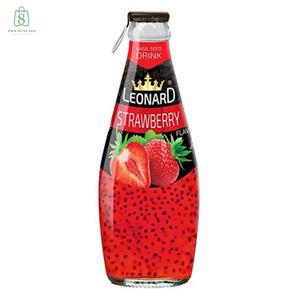 نوشیدنی توت فرنگی 300 میل لئونارد Leonard Strawberry Drink with Basil Seed - 300 ml