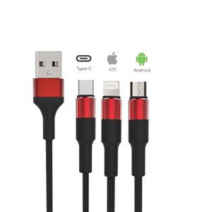 کابل تبدیل  USB به لایتنینگ/microUSB/USB-C موکسوم مدل CC- 53 طول 1 متر