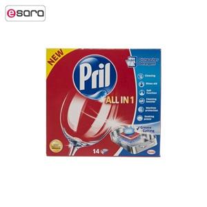 قرص ظرفشویی پریل مدل All In 1 بسته 14 عددی Pril All In 1 Dishwasher Tablets Pack Of 14