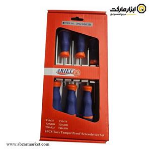 ست پیچ گوشتی ستاره ای سوراخ دار آریل 6 عددی مدل PGS0610