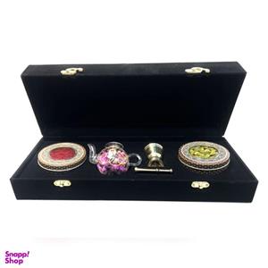 پک هدیه زعفران و هل مخمل ستاره زعفرانیه مدل گل سرخ مشکی کد 02