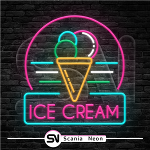 تابلو نئون بستنی توپی مدل 3 (ice cream) , تابلو نئون بستنی و ابمیوه کد 012ترانس